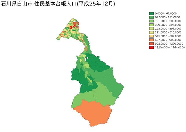 石川県白山市住民基本台帳人口（平成25年12月）