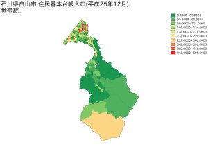 石川県白山市住民基本台帳人口（平成25年12月）世帯数