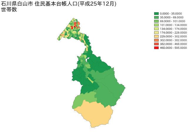 石川県白山市住民基本台帳人口（平成25年12月）世帯数