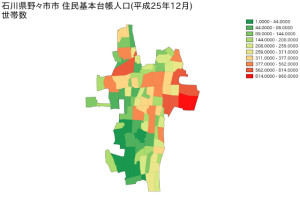 石川県野々市市住民基本台帳人口（平成25年12月）世帯数